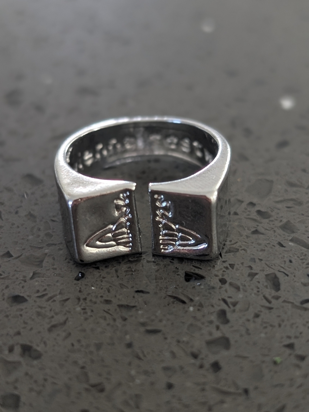 fashion Jewelry Square Split Signet Ring in Silver- VWStyle Ring